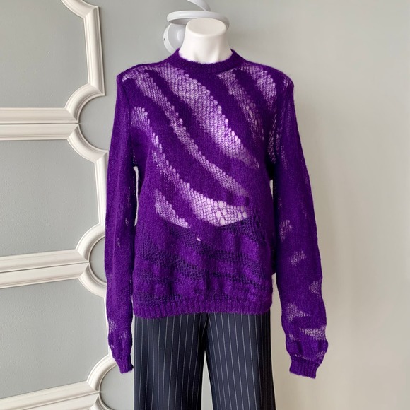 Roberto Cavalli Tiger Print Oversized Mohair Sweater Size 8 - Picture 13 of 14